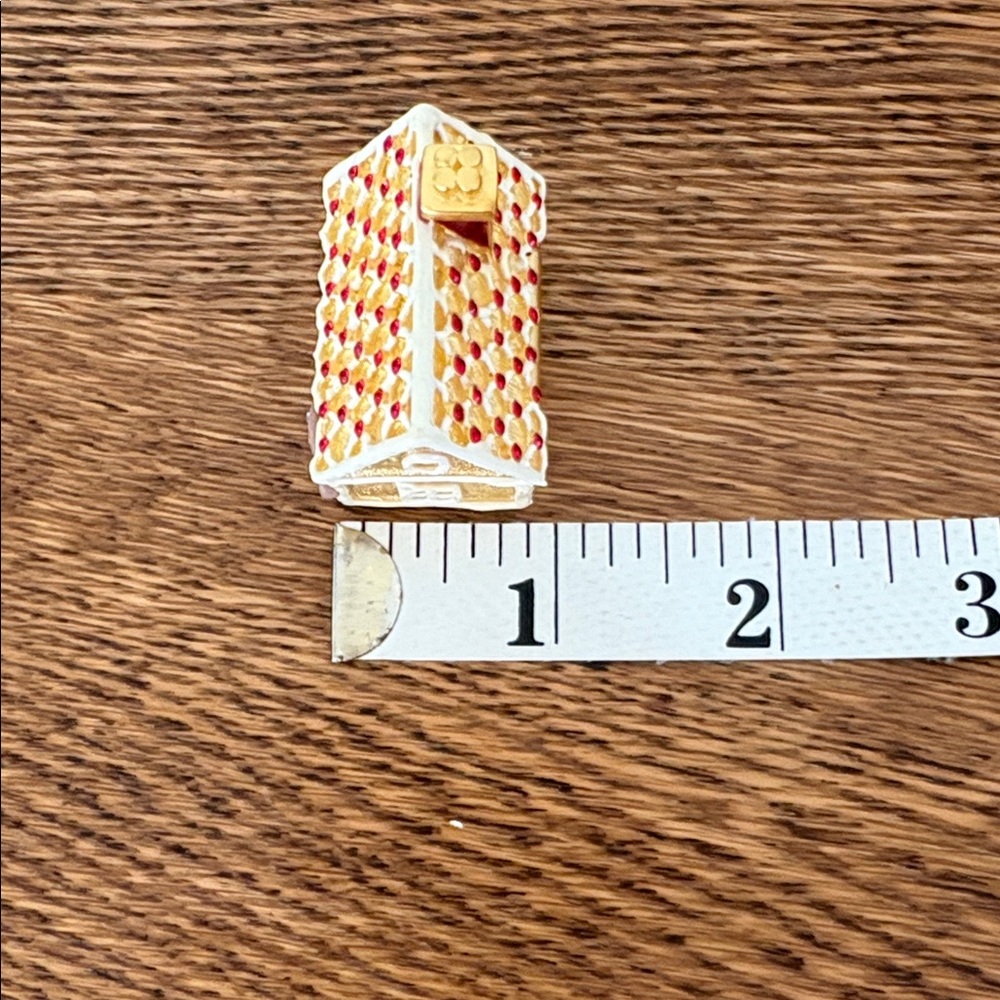 Estee Lauder Gingerbread House solid perfume box with Red and Gold Details - Picture 6 of 7